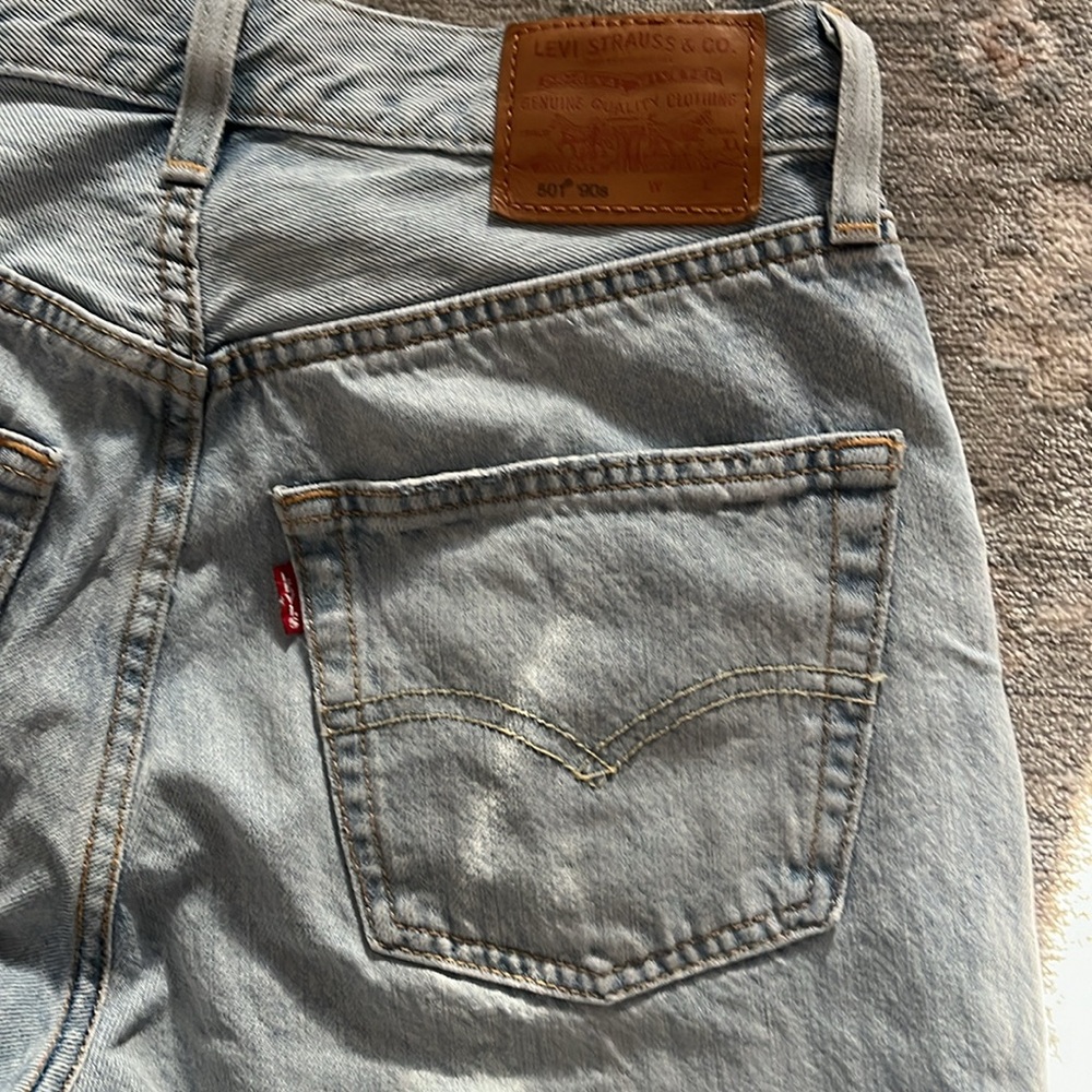 Levi's Straight Leg Patchwork Jeans - Light Blue … - image 3